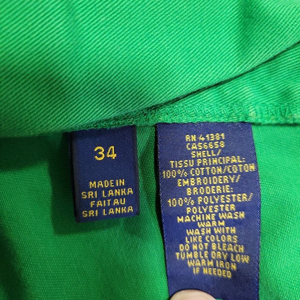 Polo Ralph Lauren Shorts Mens 34 Green Whale Print Cotton Chino Preppy - Picture 8 of 8